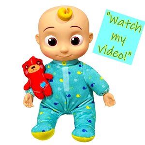 Cocomelon JJ Doll Musical Bedtime Sings Laughs Talks Soft Plush 13" WORKS VIDEO